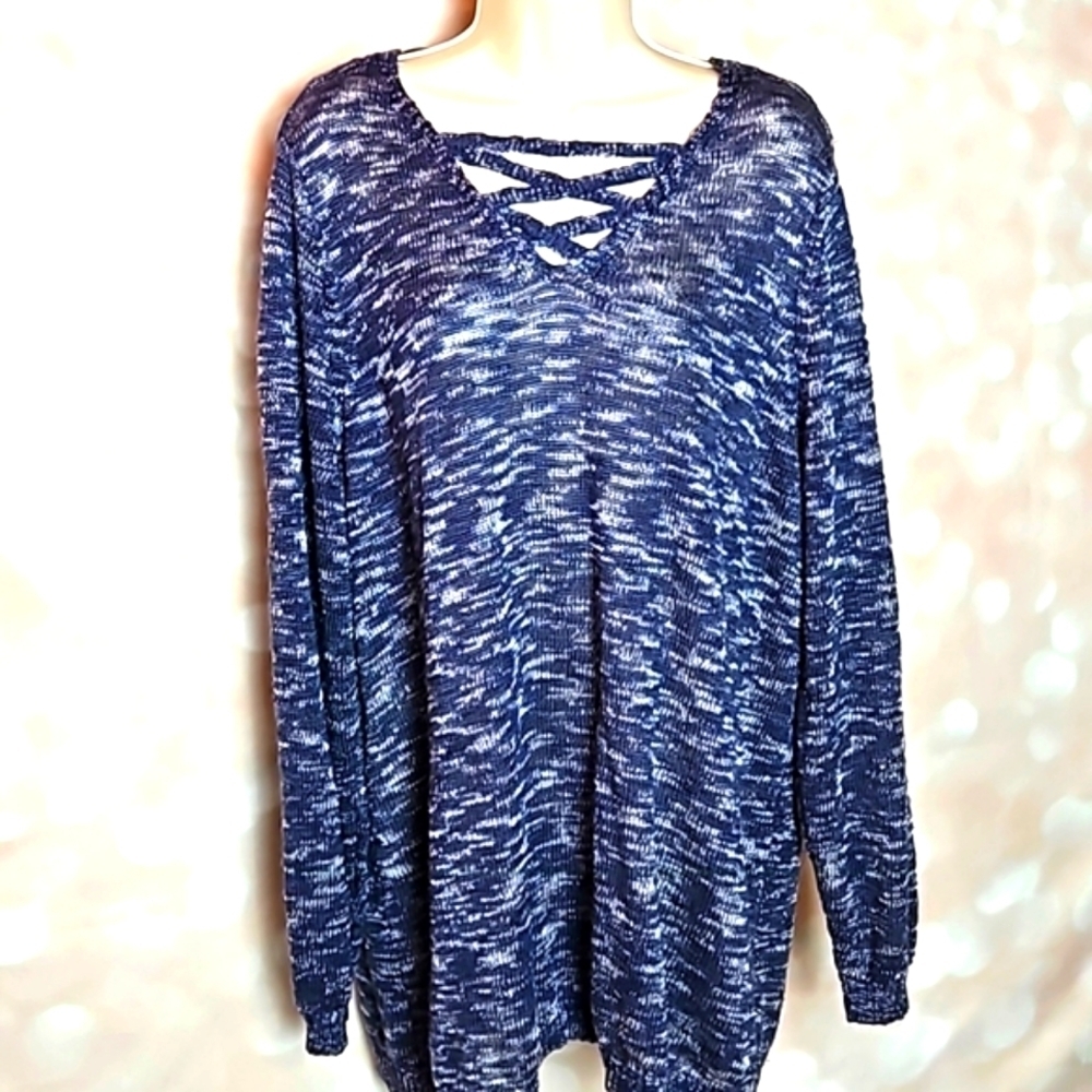 Lane Bryant | Blue and Silver Criss Cross  Sweater size 18/20
